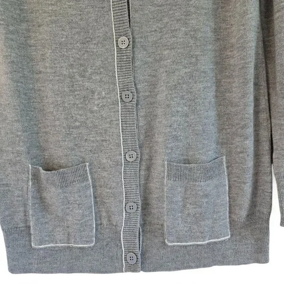Banana Republic Long Sleeve Button Down V-Neck Cardigan Sweater Grey - Picture 7 of 14